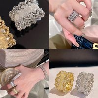 Silver 925 sparkling inlaid full diamond lace brushed rings for women fashion light luxury engagement ring wedding jewelry