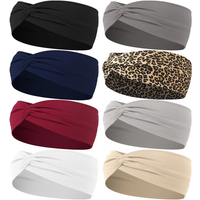 Women Cross Solid Color Hair Bands Girls Fashion Leopard Print Elastic Knitted Headbands Vintage Turban Make Hair Accessories