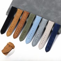18mm 19mm 20mm 22mm Vintage Suede Cowhide Watch Strap Handmade Watch Band Gray Brown Green Quick Release Bracelet for Men Women