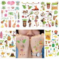 Hawaiian Beach Party Aloha Temporary Tattoo Sticker Waterproof Tropical Flamingo Party Luau Summer Beach Birthday Decorations