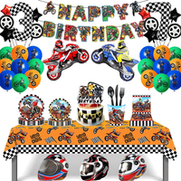 AliExpress EsenTroye Motorcycle Theme Happy Birthday banner Plates Cake Topper Helmet Motocross Balloon Dirt Bike Birthday Decorations Party Supplies