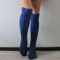 Women Kneed High Socks Cable Knit Over Knee Socks Long Socks Striped Socks Thigh High Stockings Leg Warmers Cotton Stocking