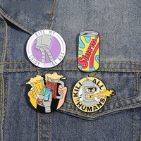 Robot Beer TV Enamel Pins Comedy Anime Funny Oil Painting Badge Backpack Lapel Brooches Cartoon Jewelry Gift for Fans Friends
