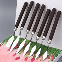 7Pcs 1-3Sets stainless Steel Oil Painting Knife Artist Spatula Art Tools stationery Cake baking supplies painting drawing cute