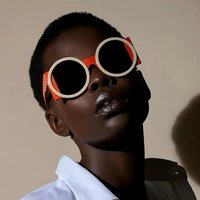 AliExpress NONE Fashion Oversized Round Sunglasses Women Contrast Color Shades UV400 Retro Unique Men Trending Gradient Cycling Sun Glasses