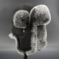 Women Men's Trapper Hat Ski Cap Ushanka Russian Cossack Faux Fur Earflap Suede Leather Warm Winter Bomber Hats Earflap Bonnet