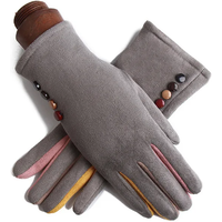 AliExpress NIUPOZ Winter Female Single Layer Warm Cashmere Full Finger Button Cycling Mittens Women Suede Leather Touch Screen Driving Gloves J23