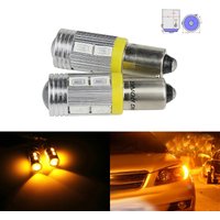 ANGRONG 2pcs H21W BAY9s 10SMD LED Bulb Front Indicator Rear Reverse Side Light Amber 12V