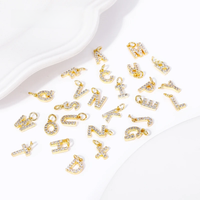 Fashion Inlay Zircon Letter Pendants 18K Gold Plated Copper A-Z Alphabet Charms For DIY Women's Necklace Jewelry Making Supplies