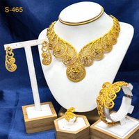 Dubai Flower Pendant 24K Gold Plated Jewelry Set for Women Necklace Earrings Bracelet Ring African Bridal Wedding Party Gifts
