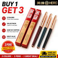 Hero 336 Fountain Pen Dark Nib Smooth Writing Calligraphy Pen 3-Color Value Pack for Students Office Business Daily Use Portable