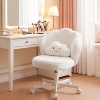COMHOMA Flower Shaped Desk chair Roll Dressing chair Double Backrest Cloud Pillow Height Adjustable Rotary chair Office chair Home Office teddy Fabric/Velvet/Chenille/Linen/PU leather
