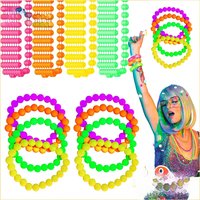 4-40PCS Connected Beads Necklace Neon Costume Accessory Set Bracelets Necklaces Photo Props Party Dress Up Bead Multicoloured