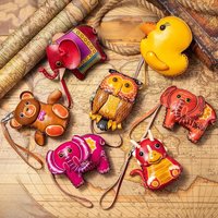 Genuine Leather Cute Coin Purse Handmade Animal Wallet Bag Card Hoder Lipstick Case Mini Earphone For Women Kid Student New Year