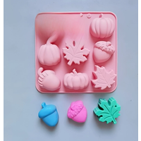 Thanksgiving Themed Silicone Molds 9 Cavity Pumpkin Leaf Oak Fruit Shape Candy Mold Creative DIY Chocolate Candle Ice Cube Mold