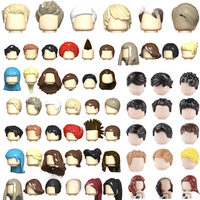 City Figures Hair Hairstyle Body Parts Building Blocks Accessories Character Man Woman Black Red Green Brown Hairs Toys