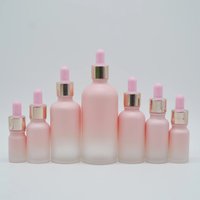 5/10/20/30/50/100ml Pink Glass Dropper Bottles Frosted Essential Oil Bottles with Rose Gold Ring Refillable Bottle Portable