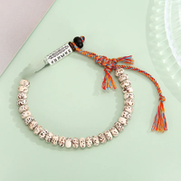 Tibetan Buddhism Six Words Mantra Beaded Bracelet Handmade Thread Rope Knot Amulet Prayer Wooden Beads Bracelets Men Women Gift