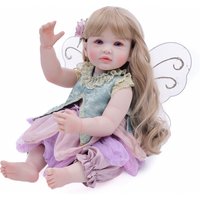 Cloveray 22 inch Full Body Vinyl Realistic Reborn Baby Doll Super Cute Fairy Vinyl Doll With Wings Handmade Art Birthday Gift