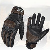 AliExpress MJMOTO Men's Summer Brown Goat Skin Leather Motorcycle Gloves CE Approved MTB Biker Motocross Riding Gloves Retro Style Motorbike Glove