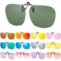 AliExpress NONE Clip-On Polarized Sunglasses Convenient Flip-up Metal Clip Sun Glasses for Prescription Glasses Rimless Polygonal Shades