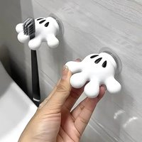 Cute Mickey Palm Toothbrush Holder Suction Cup Multi-Functional Towel Hook Data Cable Winder for Bathroom Organization
