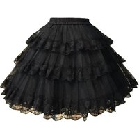 Black Lace Mini Skirt for Children Multi-Layered Bottom for Dancing Party and Daily Dress Casual Style