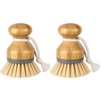 Dishwashing Brush, Natural Bamboo Dishwashing Brush, Kitchen Brush Suitable for Dishes, POTS, Pans and Kitchen Sinks, 2 Pieces