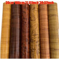 Gloss Wood Grain Vinyl Wrap 30cmx100cm Self Adhesive Sticker for Car Center Console Gear Shift Furniture Renovation