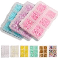 1000PCS AB Colorful White Pink Half Round Pearl Mixed Size Flat Rhinestone Accessories Junk Case Nail Art Decoration Charm