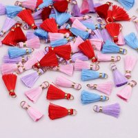 10/50/100pcs Mini Tassel with Loop Handmade DIY Red Pink Green Purple Bow Hair Clip Ribbon Tassel Pendant 2cm Length