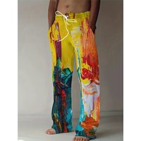 2025 Spring And Summer New Graffiti Drawstring Long Men's Sweatpants 3D Printed Beach Pants Men's And Ground Casual Pants