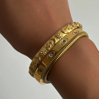 New ins Vintage Stainless Steel Star Moon Bracelet For Women Girl Fashion Eye Bangle Jewelry Gift