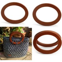 2PCS Wooden Oval Handbag Wallet Handle Replacement Shoulder Bag Messenger Bag Beach Bag DIY Handmade Handle Accessories
