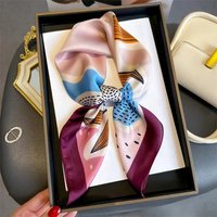 Women Imitation Silk Scarf Square Hairbands Foulard Female Floral Neckerchief Bandana Scarves Lady Small Hijab 70*70cm