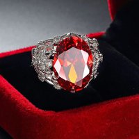 New Red Created Rubies Solitaire Engagement Ring for Women Genuine 925 Sterling Silver Jewelry Crystal Ring for Women Wedding