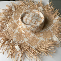 2026 European American Women's Large Brim Straw Hat Lafite Grass Sunscreen Beach Sun Hat British Vintage Fashionable Tassel Hat