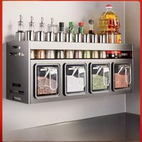 Kitchen Organizer Shelf Wall-mounted Spice Storage Rack Kitchen Seasoning Organizer Holder No Punching Required Storage Shelf