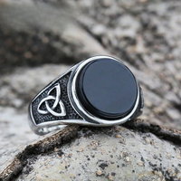 Dropshipping Viking Stainless Steel Celtics Knot Ring Men Nordic Trinity Wedding Stone Anel Womens Band Promise Jewelry OSR933