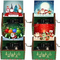 Merry Christmas Halloween Music Box Anime Theme Wooden Hand Cranked Musical Box Children New Year Birthday Gift
