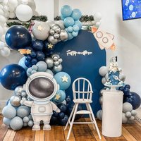 132PCS Space Themed Party Latex Balloon Chain Set Blue Boy's Astronaut Rocket Foil Balloon Baby Shower Birthday Party Decoration