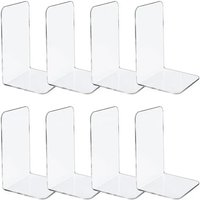 L-Shaped Transparent Acrylic Bookends Stand Bookshelf Desktop Decorative Storage Rack Bookend Book Holder School Stationery