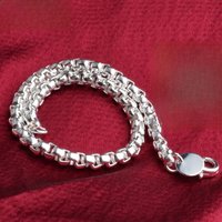 DOTEFFIL 925 Sterling Silver Gold 4MM Round Lattice Chain Bracelet For Women Men Wedding Party Fashion Jewelry