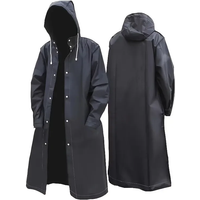 AliExpress NONE Black Fashion Adult Waterproof Long Raincoat Women's Men's Raincoat Hooded Outdoor Motorcycle, Cycling, Hiking, Fishing