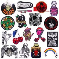 5PCS/Lots Sorta Spooky Patch Iron On Patches For Clothing Thermaldhesive Patches On Clothes Stickers DIY Punk Embroidered Badges