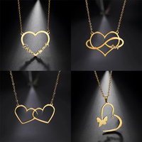 Lemegeton Custom Name Necklace Personalized Customized Heart Letter Neckalces Stainless Steel Jewelry Valentine’s Day Gifts