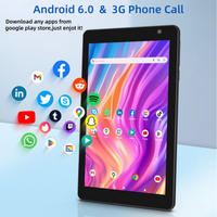 LF705 7" Android 6.0 Tablet For Kids 3G Phone Call 2GB RAM 16GB ROM MTK8735 Quad Core CPU 2 X Sim Card 1024 X 600 Pixels