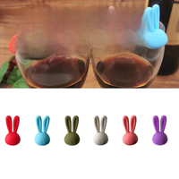 6Pcs Wine Glass Marker Creative 3D Rabbit Ears Silicone Drink Charms Wine Identifier For Champagne Cocktails