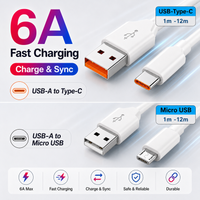 6A Fast Charging USB A to USB C Micro USB Data Cable 1M-12M for iPhone 15 Samsung Camera PS5 VR