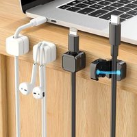 1/3/6 PCS Magnetic Cable Organizer Cable Management Wire Keeper Wall Data Cable Clips Winder Adjustable Cord Holder Under Desk